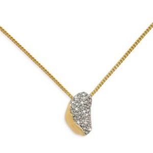 NWOT Alexis Bittar Gold Tone Pendant Necklace with Crystal Pavé